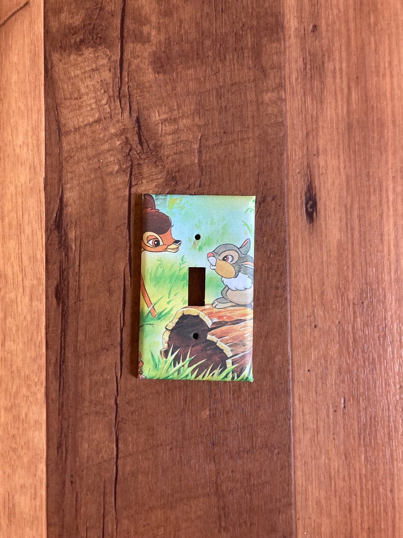 Bambi and Thumper Switchplate Light Switch Cover, Bambi Nursery, Deer Nursery, Bambi Decor, Bambi Decoration, Baby Bambi, Baby Shower, BAM8 image 2