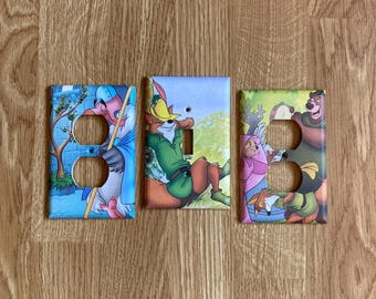 Robin Hood Light Switch and Electrical Outlet Covers, Maid Marian, Little John, Trigger