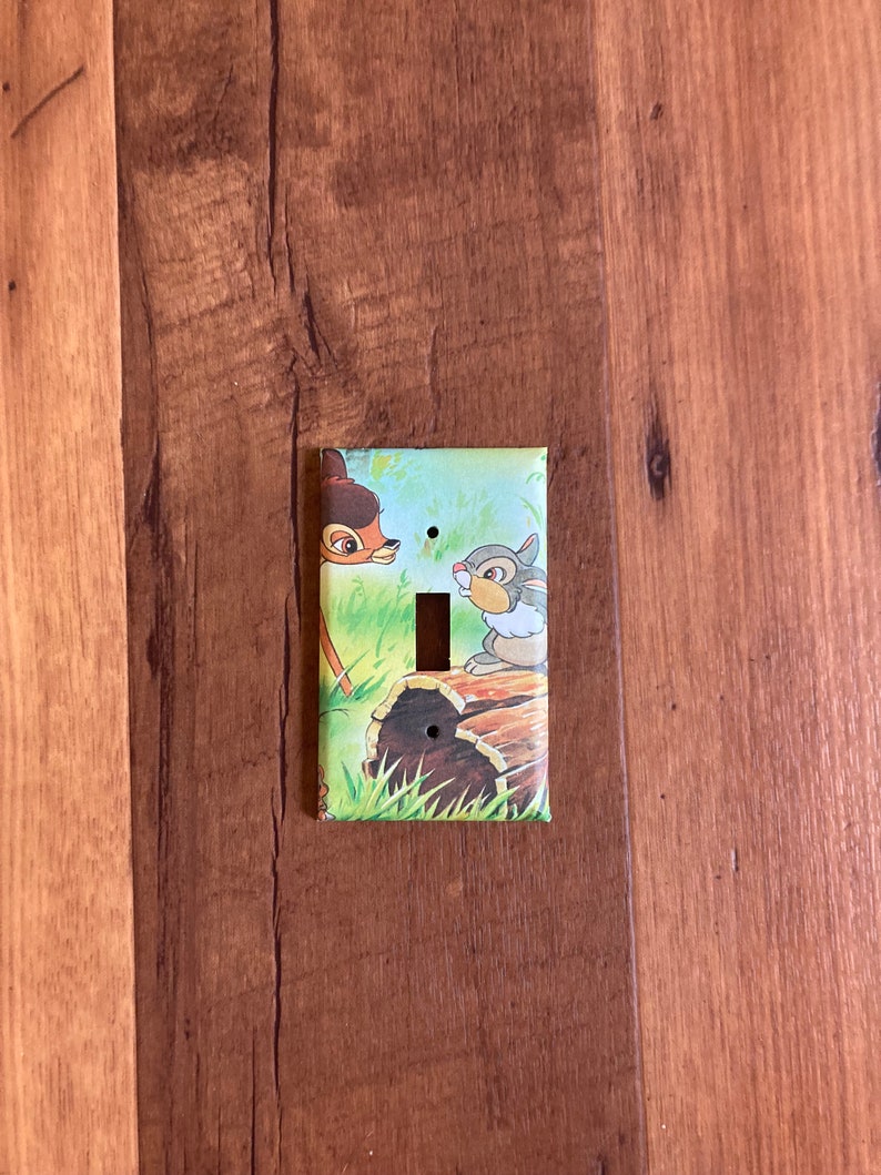 Bambi and Thumper Switchplate Light Switch Cover, Bambi Nursery, Deer Nursery, Bambi Decor, Bambi Decoration, Baby Bambi, Baby Shower, BAM8 image 3