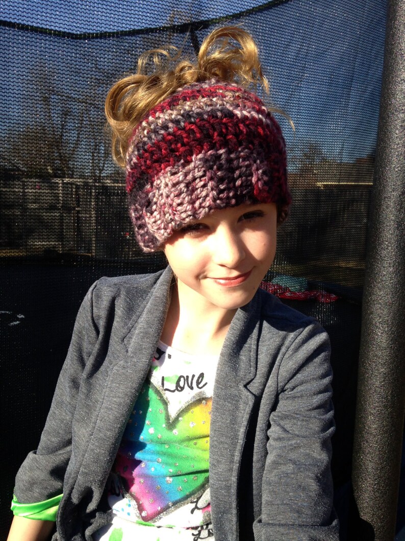 Adult or Child Messy Bun Beanie Pony Tail Hat Messy Bun ...