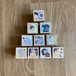 Jungle Book Wooden Block Set, 1.5 inch Blocks,  Mowgli, Bagheera