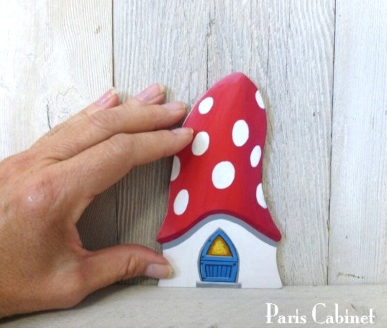 Red Mushroom Fairy House Tooth Fairy House Blue Dutch Door image 1