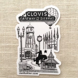 Fresno Van Ness Avenue Vinyl Sticker Die Cut 4 inches wide 2.5 inches tall Fresno, California Landmark Buildings and Clovis image 2