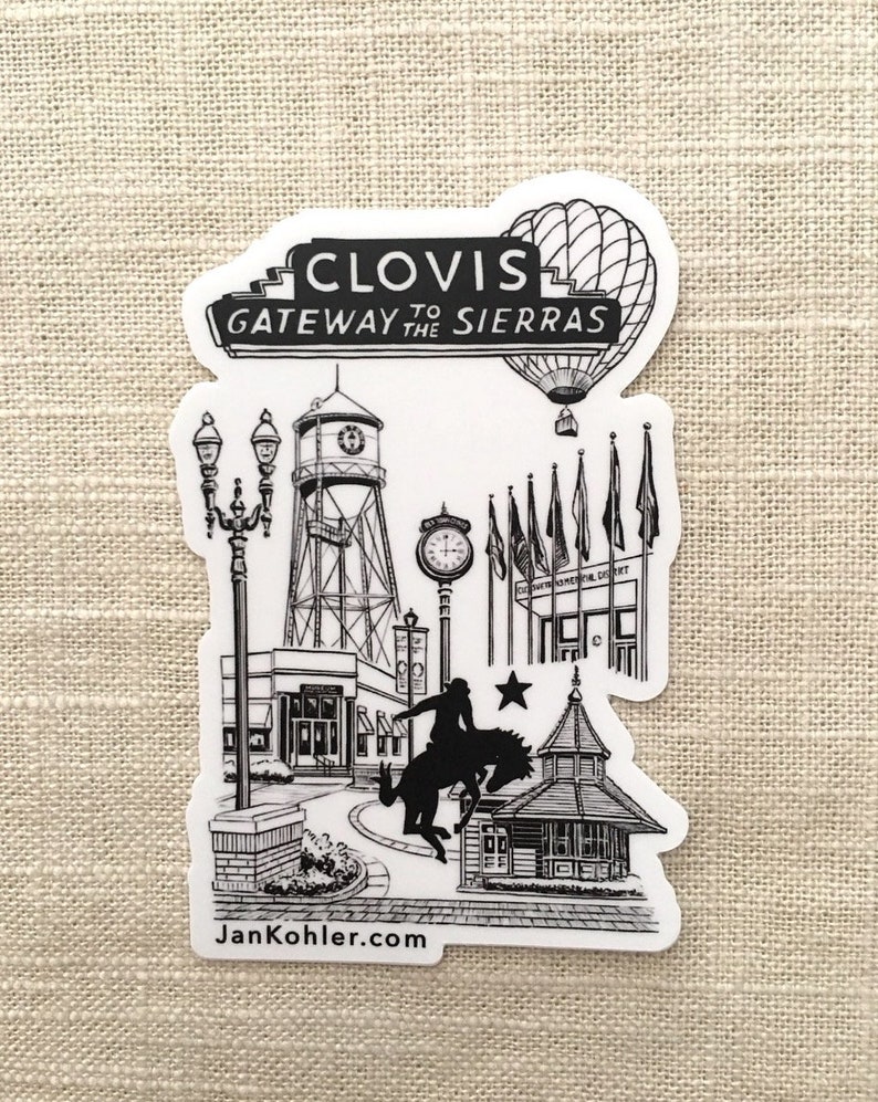 Fresno Van Ness Avenue Vinyl Sticker Die Cut 4 inches wide 2.5 inches tall Fresno, California Landmark Buildings and Clovis image 2