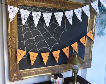 PDF Instant Download Spider Web Garland Banner Bunting Pattern Print Cut and Glue Halloween Decor Party Decor Pendants