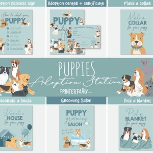 Puppy Party Games, Adopt a Puppy Party, Dog Adoption Birthday Party, Dog Lover Birthday, Puppy Adoption Station, 7+1 files! INSTANT DOWNLOAD