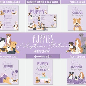 Puppy Party Games, Adopt a Puppy Party, Dog Adoption Birthday Party, Dog Lover Birthday, Puppy Adoption Station, 7+1 files! INSTANT DOWNLOAD