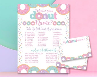 Donut Party Game, What's Your Donut Name, Birthday Printable (Digital Download)