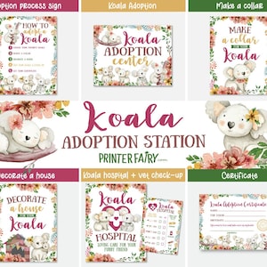 Koala Adoption Party Games, Adopt a Koala, Koala Adoption, Pet Adoption Party, Adoption Station, INSTANT DOWNLOAD