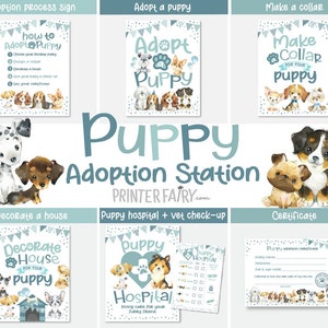 Puppy Party Games, Adopt a Puppy Party, Dog Adoption Birthday Party, Dog Lover Birthday, Puppy Adoption Station, 7+1 files! INSTANT DOWNLOAD