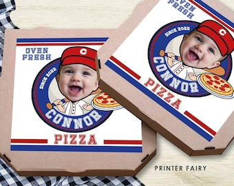 Pizza Box Printable Label, Any ages, color and celebration, Pizza Birthday Party, Baseball Birthday Party, Personalized Printable Label,