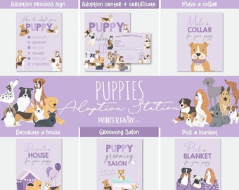 Puppy Party Games, Adopt a Puppy Party, Dog Adoption Birthday Party, Dog Lover Birthday, Puppy Adoption Station, 7+1 files! INSTANT DOWNLOAD