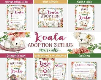 Koala Adoption Party Games, Adopt a Koala, Koala Adoption, Pet Adoption Party, Adoption Station, INSTANT DOWNLOAD
