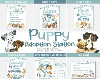Puppy Party Games, Adopt a Puppy Party, Dog Adoption Birthday Party, Dog Lover Birthday, Puppy Adoption Station, 7+1 files! INSTANT DOWNLOAD