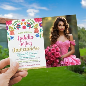 Quinceañera Birthday Invitation with Photo, Editable Mexican Fiesta Invite, Quince años, Floral Mexican Theme Party, Cinco De Mayo, Instant