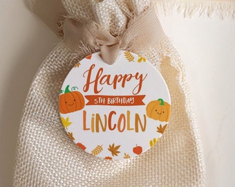 Little Pumpkin Birthday Party Toppers, EDITABLE  Autumn Birthday Party Cupcake Toppers DIGITAL Fall Pumpkin Patch Party Decoration Stickers