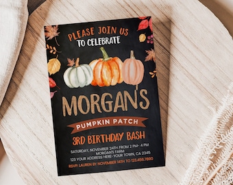 Pumpkin Patch Birthday Invitation, EDITABLE, Fall Birthday Party, Little Pumpkin Birthday Invitation, DIGITAL, Instant Download