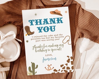 Rodeo Birthday Thank You Card, Cowboy Birthday Party Thank You Card, Saddle Up and Gallop, Wild West Birthday Card, Printable Template