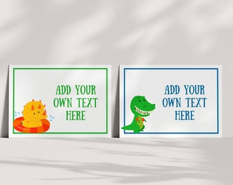 Dinosaur Pool Party Food Tents EDITABLE Dinosaur Food Labels Pool Party Decorations Summer Party Table Decor INSTANT DOWNLOAD