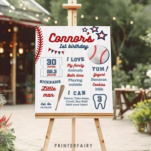 Baseball Birthday Board, EDITABLE, Baseball Birthday Milestones, Baseball Birthday Party Chart. Sports Birthday Party Invitation, Printable