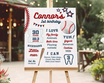 Baseball Birthday Board, EDITABLE, Baseball Birthday Milestones, Baseball Birthday Party Chart. Sports Birthday Party Invitation, Printable