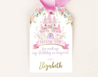 Princess Favor Tags, Editable, Princess Birthday Party, Castle Favor Tags, Princess Thank You Tags, EDIT YOURSELF, Instant Download