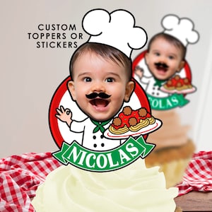 Fleischbällchen Party Topper, Spaghetti Geburtstagsparty, Italienische Party Dekoration, Personalisierte Pasta Koch Dekorationen oder Sticker