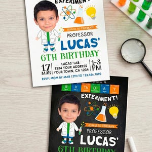 Science Birthday Invitation with Photo (Digital Invitation) image 1