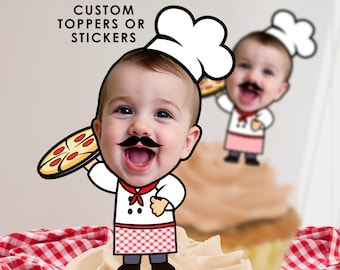 Pizza Party druckbare Topper, Pizza-Geburtstagsfeier, italienische Geburtstagsfeier, Koch-Geburtstagsfeier, personalisierte druckbare Topper oder Aufkleber