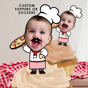 Pizza Party druckbare Topper, Pizza-Geburtstagsfeier, italienische Geburtstagsfeier, Koch-Geburtstagsfeier, personalisierte druckbare Topper oder Aufkleber