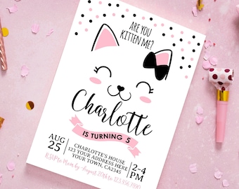 EDITABLE Kitty Cat Birthday Invitation, Pet Adoption Birthday Party, Cat Party, Any Age, EDIT YOURSELF Digital Invite