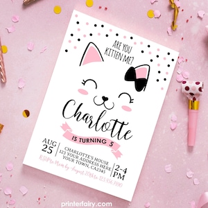Editable Kitty Cat Birthday Invitation, Pet Party (Digital Invite)