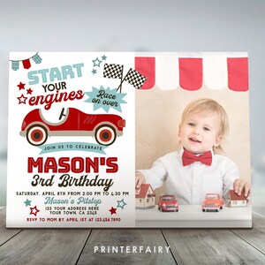 Race Car Birthday Party Invitation with Photo, EDITABLE, Racing Car Party, Racing Party Decorations, Racing Car Birthday Party, Printable