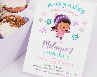 Ice Skating Birthday Invitation, EDITABLE Template, Ice Skating Birthday Party, Winter Wonderland Invitation INSTANT DOWNLOAD icst6