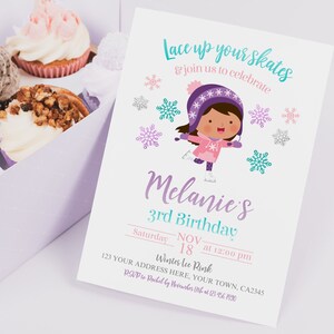 Ice Skating Birthday Invitation, EDITABLE Template, Ice Skating Birthday Party, Winter Wonderland Invitation INSTANT DOWNLOAD icst6