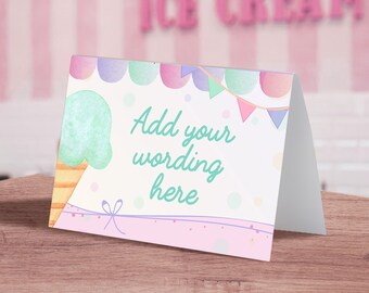 Ice Cream Party Food Tents, Editable Decorations (Digital Download)