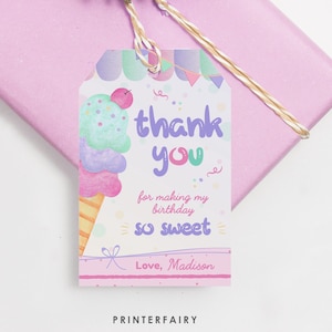 Eis Geburtstag Gastgeschenk Tags, bearbeitbarer SOFORTIGER DOWNLOAD