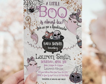 EDITABLE Halloween Baby Shower Invitation A Little Boo is Almost Due Spooky Halloween Party Invite, Baby Shower Party Invitation DIGITAL