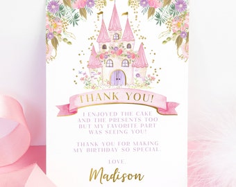 Princess Thank You Cards, EDITABLE, Royal Birthday Party, Princess Thank You Note, Princess Party, EDIT YOURSELF Digital, Instant Download