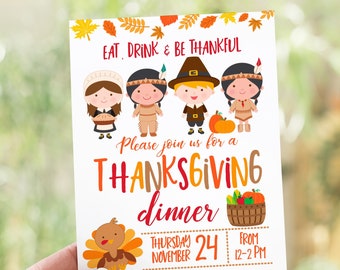 Thanksgiving Dinner Invitation, EDITABLE Thanksgiving Invitation, Autumn Party, Thanksgiving Party, INSTANT DOWNLOAD