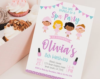 Spa Invitation, EDITABLE Spa Birthday Invitation, Slumber Party Invitation, Spa Birthday Invite, Instant Download