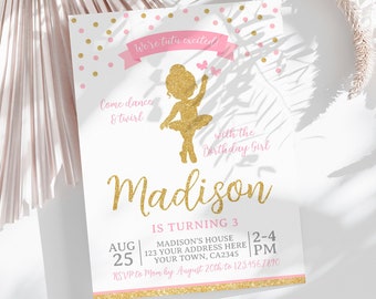 Ballerina Birthday Invitation, Ballet Party, EDITABLE Invitation Ballet Birthday Invitation, Dance Birthday Party, INSTANT DOWNLOAD