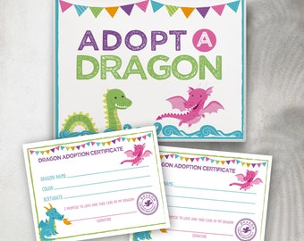 Adopt a Dragon, Dragon Girl Birthday Party, Medieval Party Games, Dragon Adoption Center, Instant Download, DIGITAL