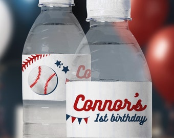 Baseball Water Bottle Label, EDITABLE, Baseball Birthday Label, Baseball Birthday Party Bottle PRINT label, Sports Birthday Party Invitation