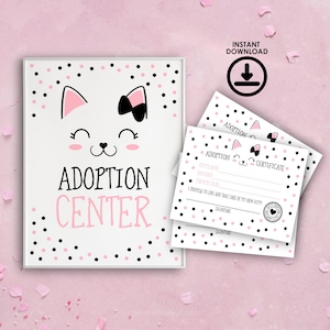 Kitten Adoption Party, Pet Adoption Party, Sign and adoption certificate, Kitty cat Adoption Party, INSTANT DOWNLOAD