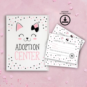 Fête d'adoption de chaton, fête d'adoption d'animal de compagnie, signe et certificat d'adoption, fête d'adoption de chaton, téléchargement immédiat