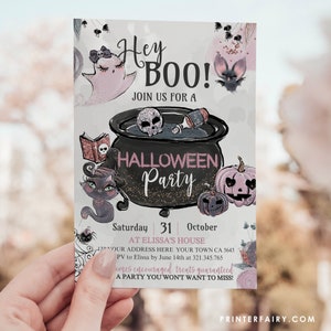 Halloween Party Invitation, EDITABLE, Party Brewing, Hey Boo, Halloween Party Invite, Costume Party Invitation, Instant Download, Printable