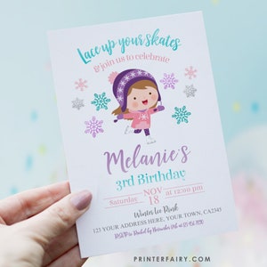 Ice Skating Birthday Invitation, EDITABLE Template, Ice Skating Birthday Party, Winter Wonderland Invitation INSTANT DOWNLOAD icst6
