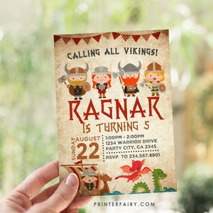 Viking Birthday Invitation, EDITABLE Dragon Birthday Invitation, Dragon Party, Viking Ship Invitation, INSTANT DOWNLOAD