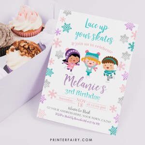Ice Skating Invitation, EDITABLE Invitation, Ice Skating Birthday Party, Ice Skate Invite, Winter Wonderland Invitation INSTANT DOWNLOAD
